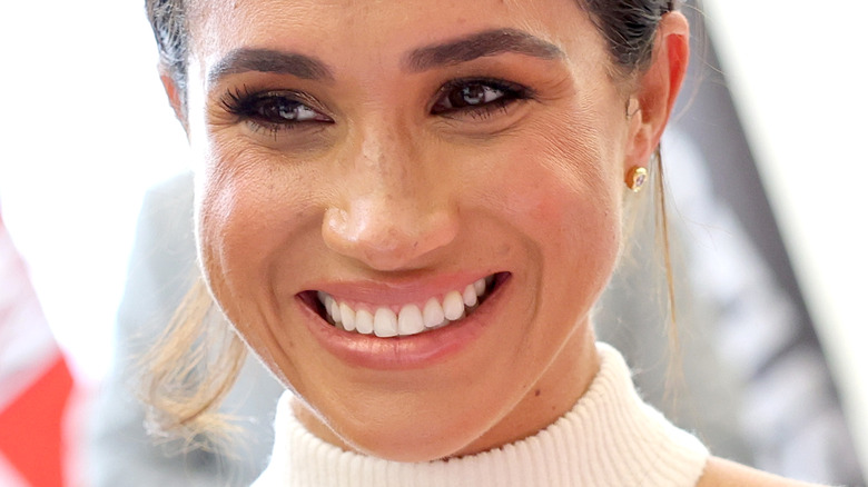 Meghan Markle white halter turtleneck sweater