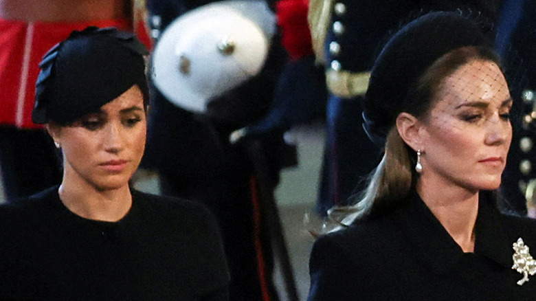 Meghan Markle and Kate Middleton attend the Queen's funeral