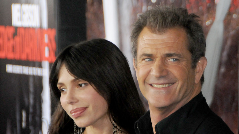 Oksana Grigorieva smiling Mel Gibson laughing