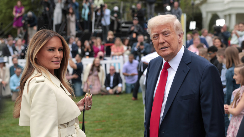 Melania and Donald Trump attend the White House Easter Egg Roll
