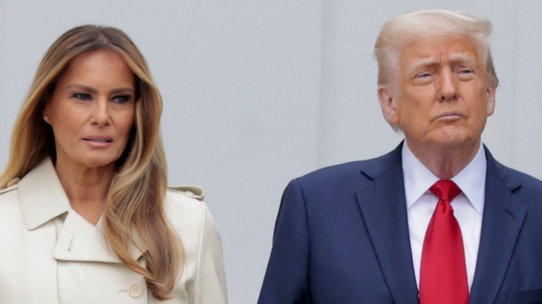 Melania Trump and Donald Trump view the White House Egg Roll in Washington, DC (2025)