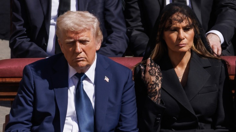 Donald Trump and Melania Trump attend the funeral of Pope Francis in Vatican City, Italy (2025)