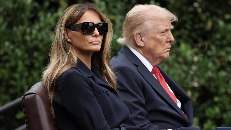 Melania and Donald Trump seated side by side at an event marking the anniversary of 9/11.