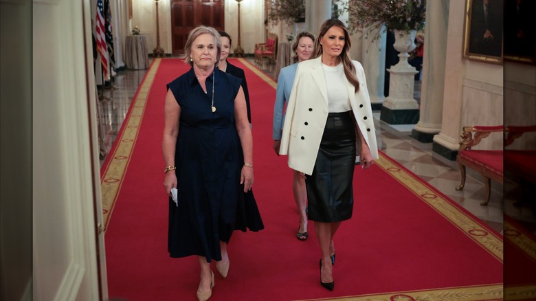 Melania Trump May 2025 White House Event leather skirt
