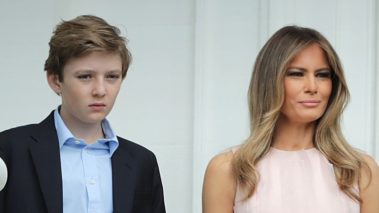 Barron and Melania Trump at White House