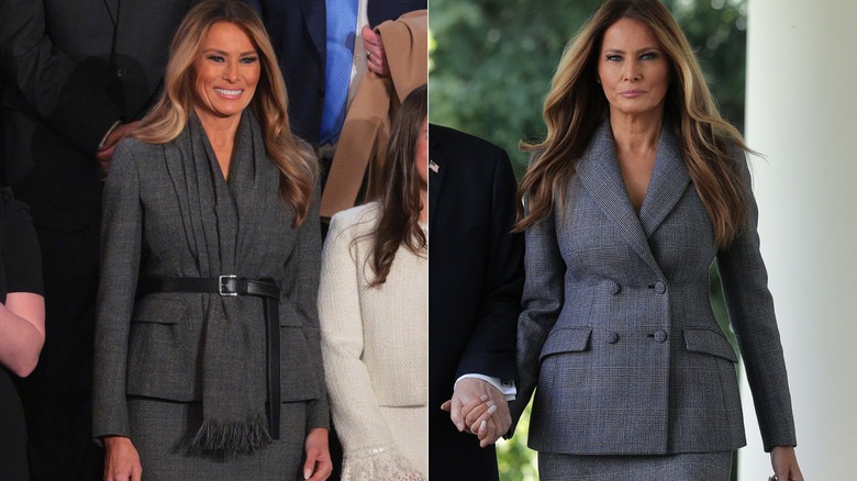 Melania Trump in gray suits