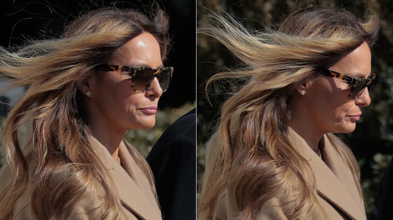 Melania Trump walking outside White House