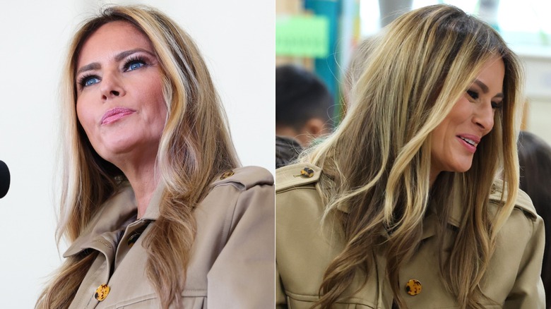 Melania Trump at a military base