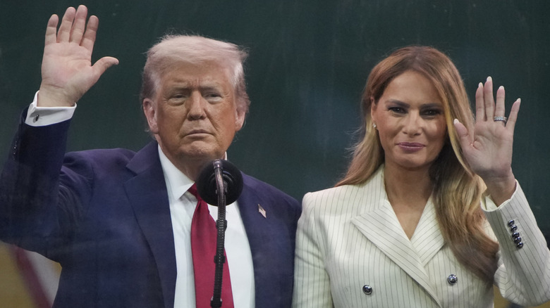 Donald Trump and Melania Trump at the podium