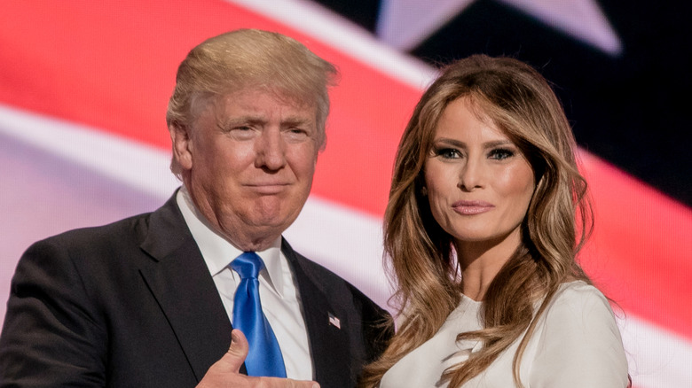 Donald and Melania Trump pose 