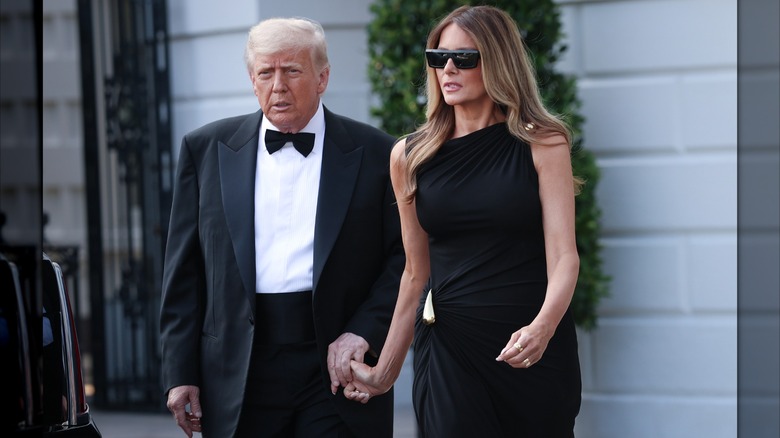 Donald Trump and Melania Trump leaving the White House