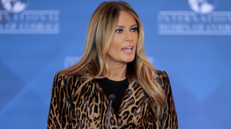 Melania Trump delivers remarks during the International Women of Courage Award ceremony in Washington, DC (2025)