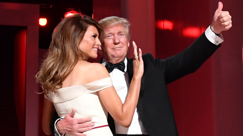 Melania Trump dancing with Donald Trump at the inaugural ball