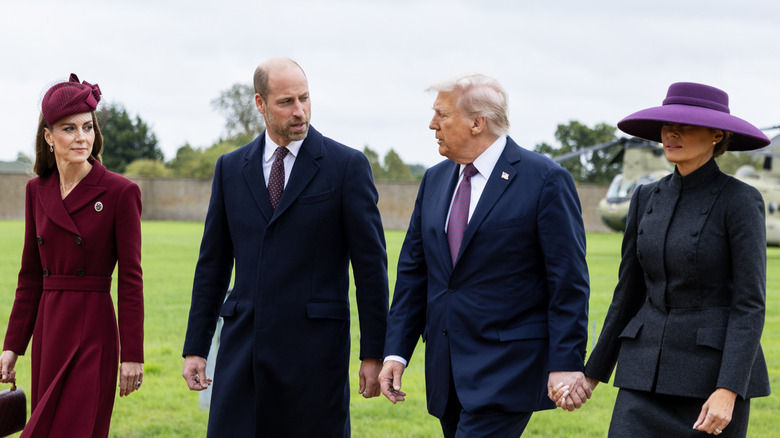 Kate Middleton and Prince William walking with Donald and Melania Trump