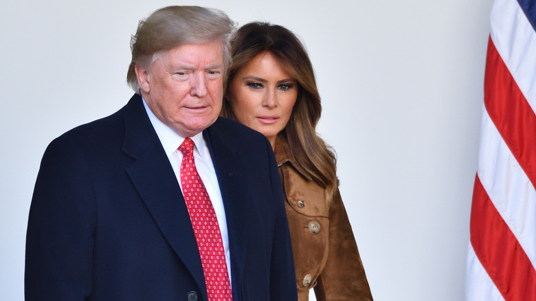 Donald and Melania Trump talking