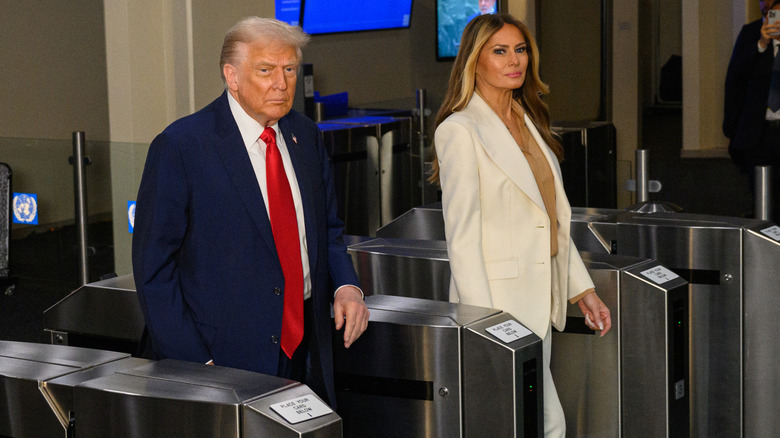 Donald Trump and Melania Trump arriving at UN looking distant