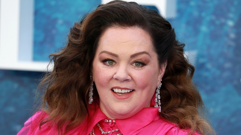 Melissa McCarthy pink shirt