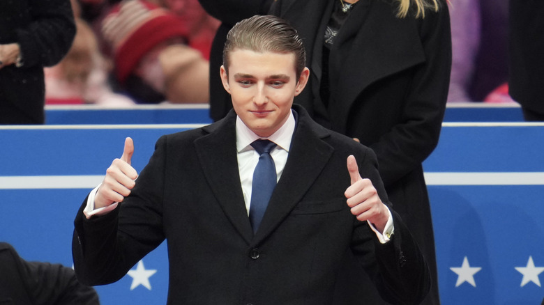 Barron Trump giving thumbs up