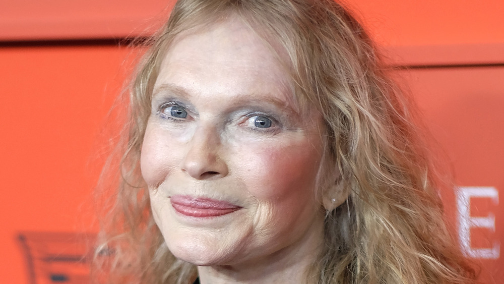 Mia Farrow smiling on the 2019 TIME 100 red carpet