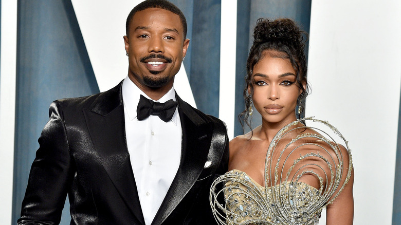 Michael B. Jordan and Lori Harvey posing
