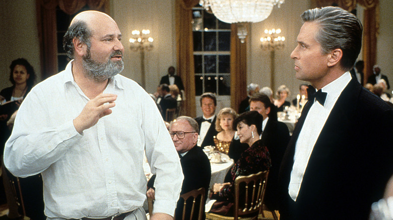 Michael Douglas and Rob Reiner on the set of "The American President."