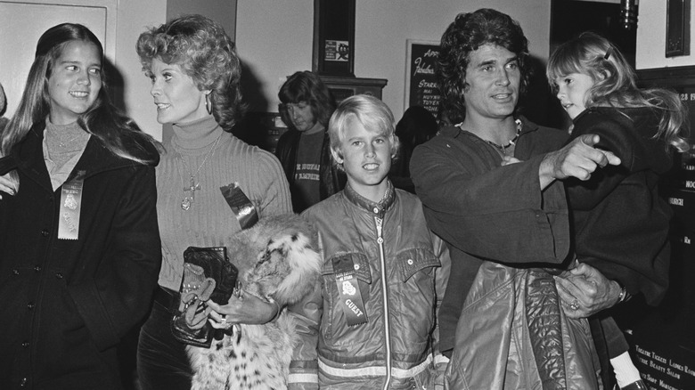 Michael Landon with his former wife Marjorie and children Michael Jr., Leslie and Shawna Landon.