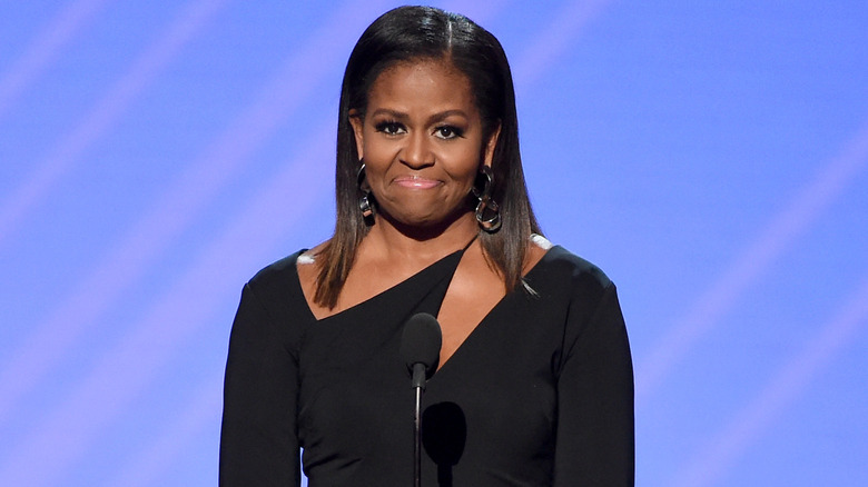 Michelle Obama in a black dress