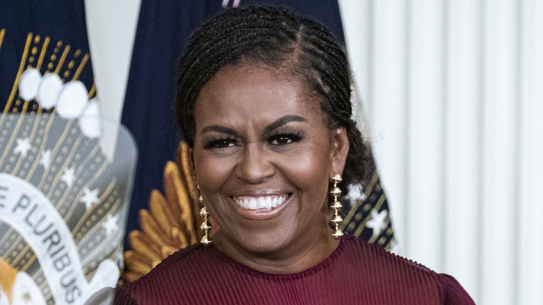 Michelle Obama smiling in close-up