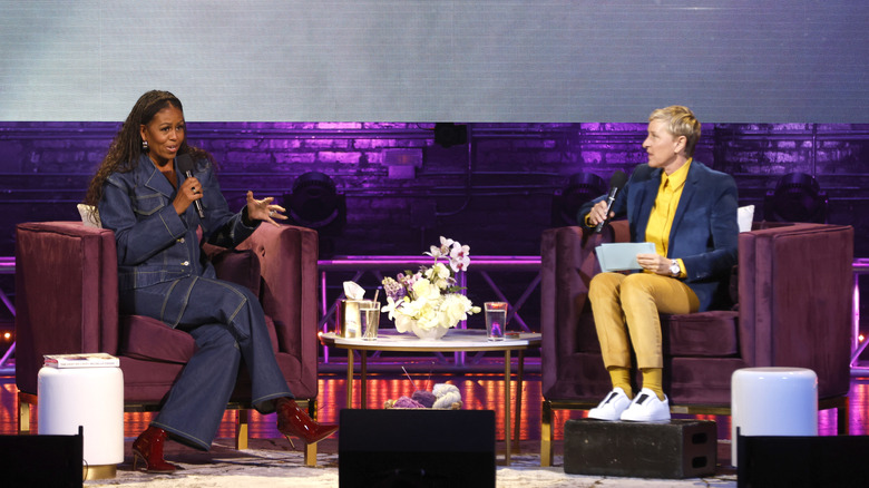 Michelle Obama and Ellen Degeneres onstage
