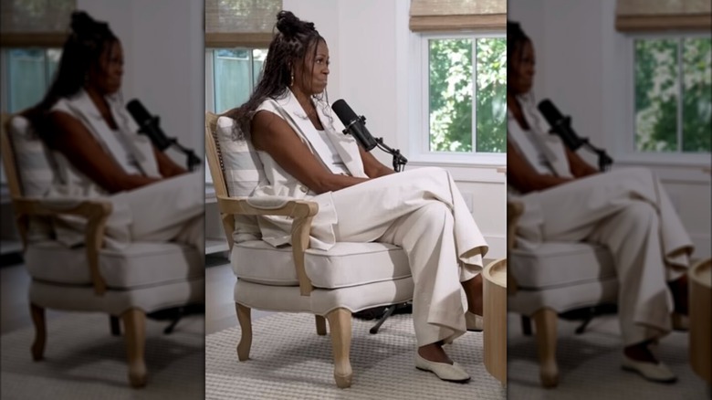 Michelle Obama with microphone