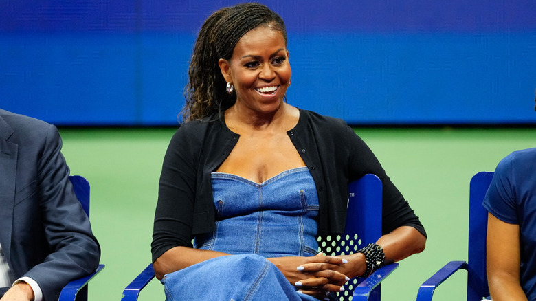 Michelle Obama in a denim dress