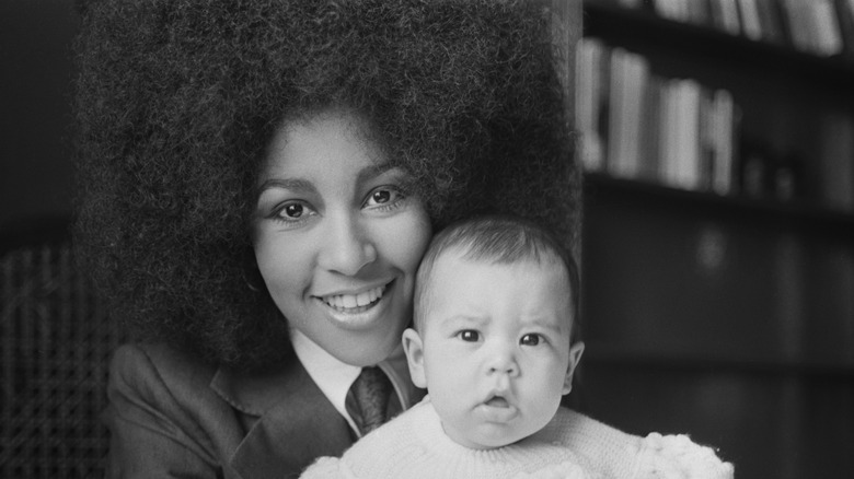 Marsha Hunt posing with Karis Hunt Jagger