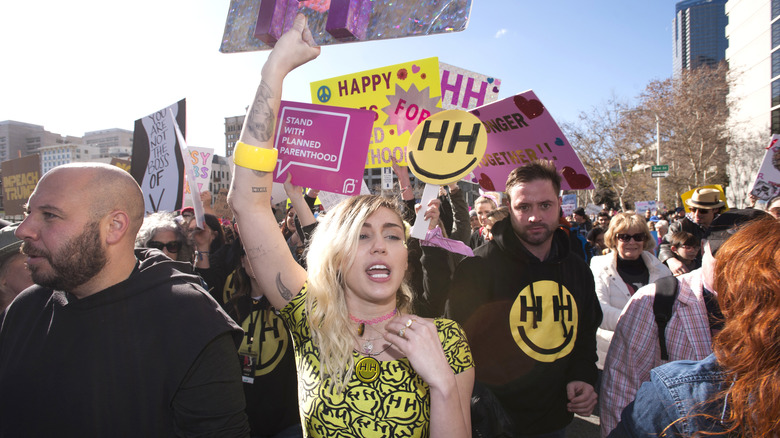Miley Cyrus at a protest