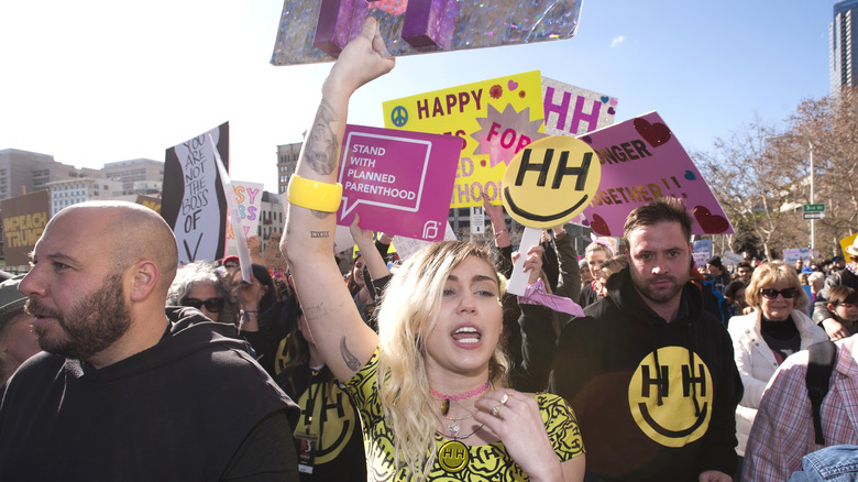 Miley Cyrus at a protest