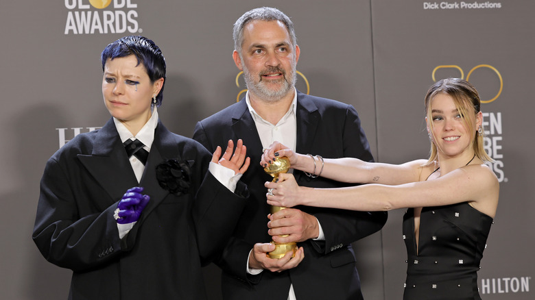 Milly Alcock, Emma D'Arcy, Miguel Sapochnik at 2023 Golden Globes