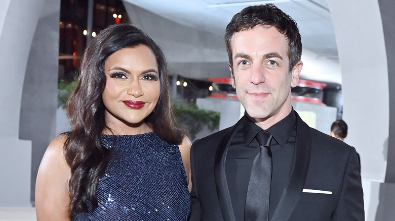 BJ Novak and Mindy Kaling posing in 2022.