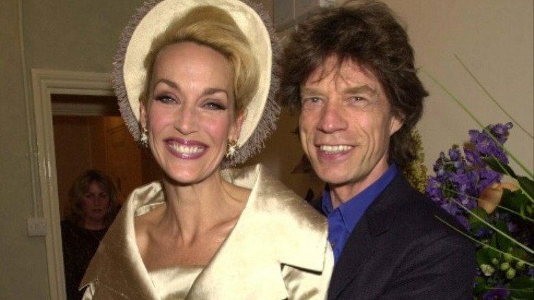 Jerry Hall and Mick Jagger smiling 