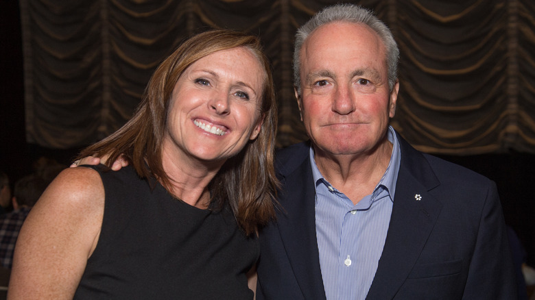 Molly Shannon posing with Lorne Michaels 