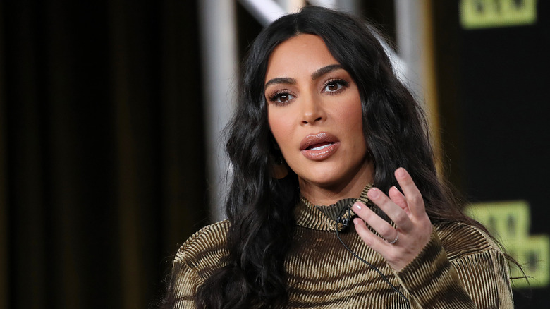 Kim Kardashian speaking at an event