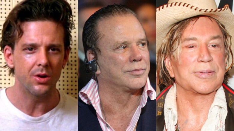 Split image of Mickey Rourke in Body Heat, in 2010, and posing for pictures in June 2022 in Hollywood