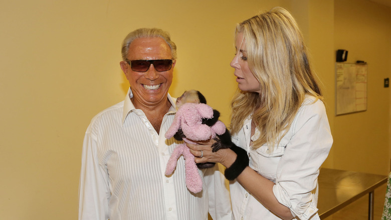 Aviva Drescher with her father and a monkey