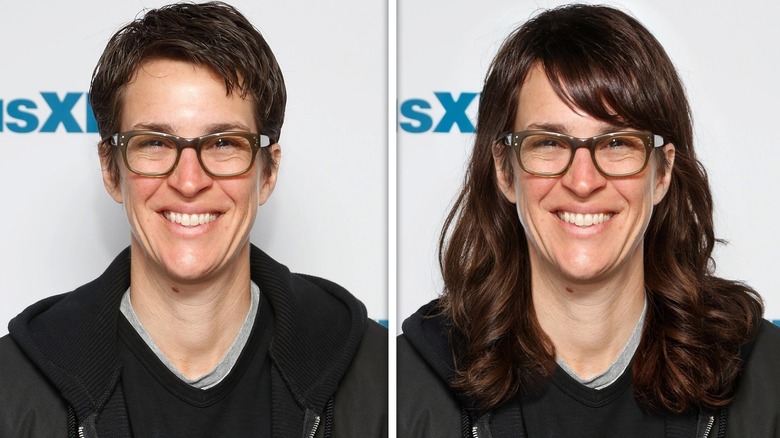Rachel Maddow with long curly hair