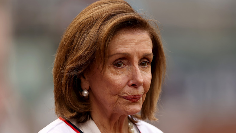 Nancy Pelosi looks on in 2023