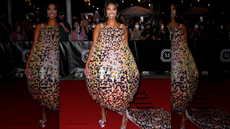 Natalie Bryant posing at the Met Gala 2021