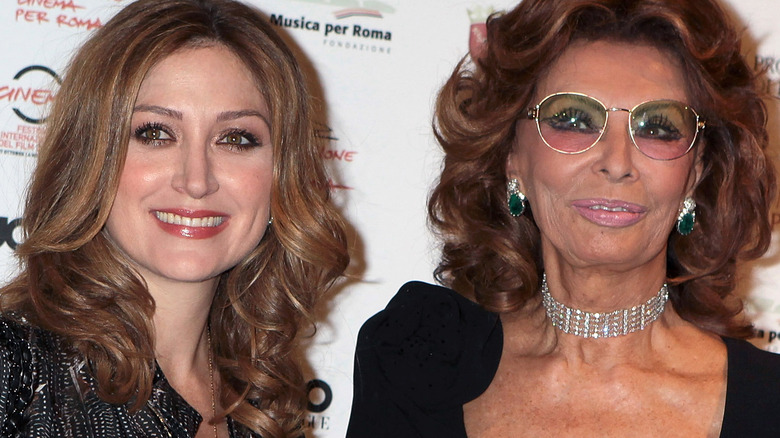 Sasha Alexander and Sophia Loren smiling