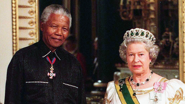Nelson Mandela with Queen Elizabeth II