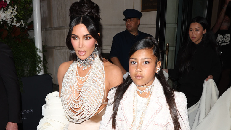 Kim Kardashian and North West leaving for Met Gala