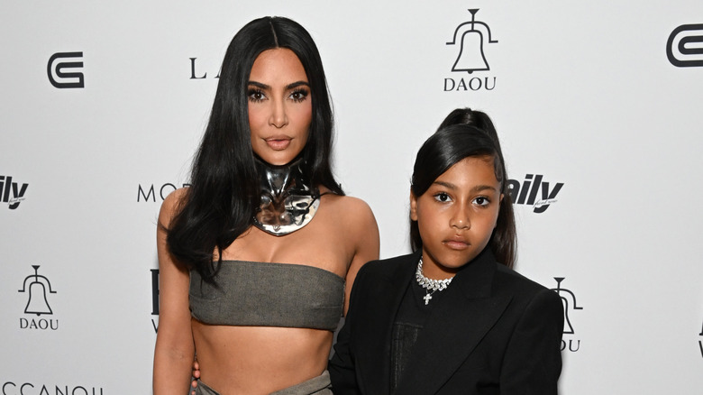 Kim Kardashian and North West on red carpet