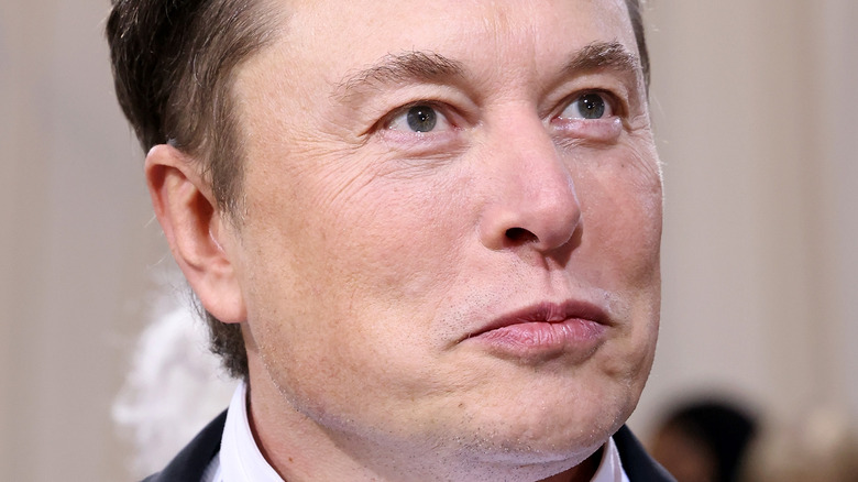 Elon Musk looking up