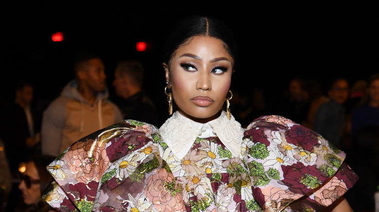 Nicki Minaj with serious expression at New York Fashion Week